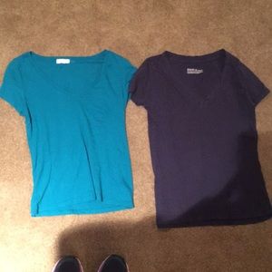 Navy blue and turquoise vnecks! Get both for $10